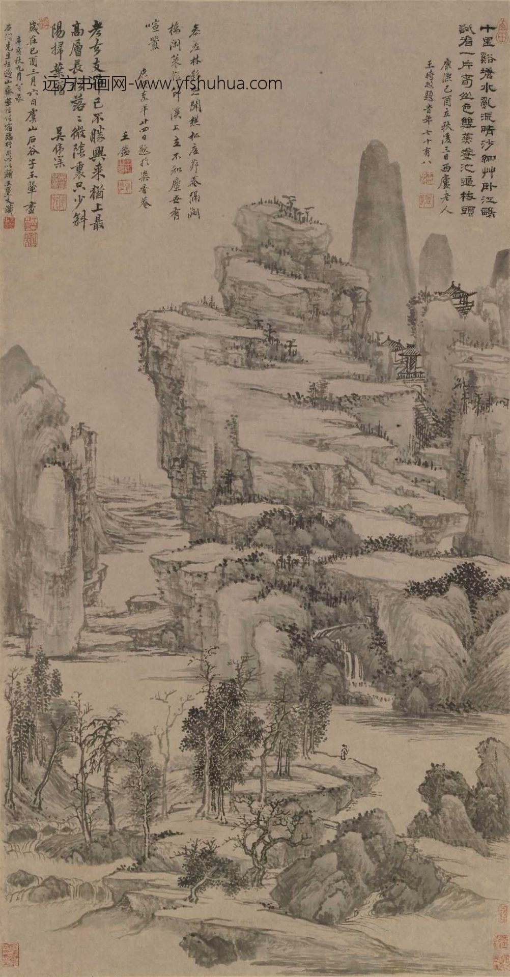 清_王翚_十里溪塘图轴