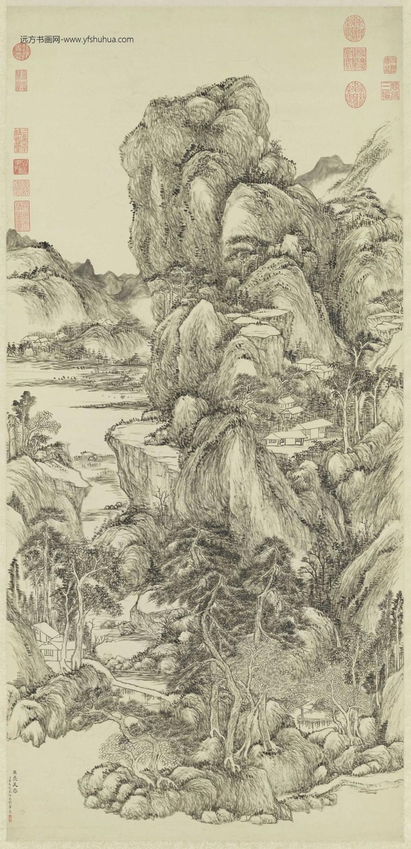 清_董邦达_仿王蒙万叠芙蓉图