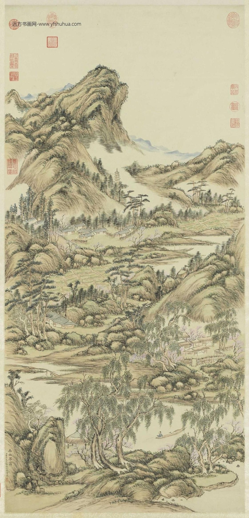 清_董邦达_仿赵令穰春山翠霭图