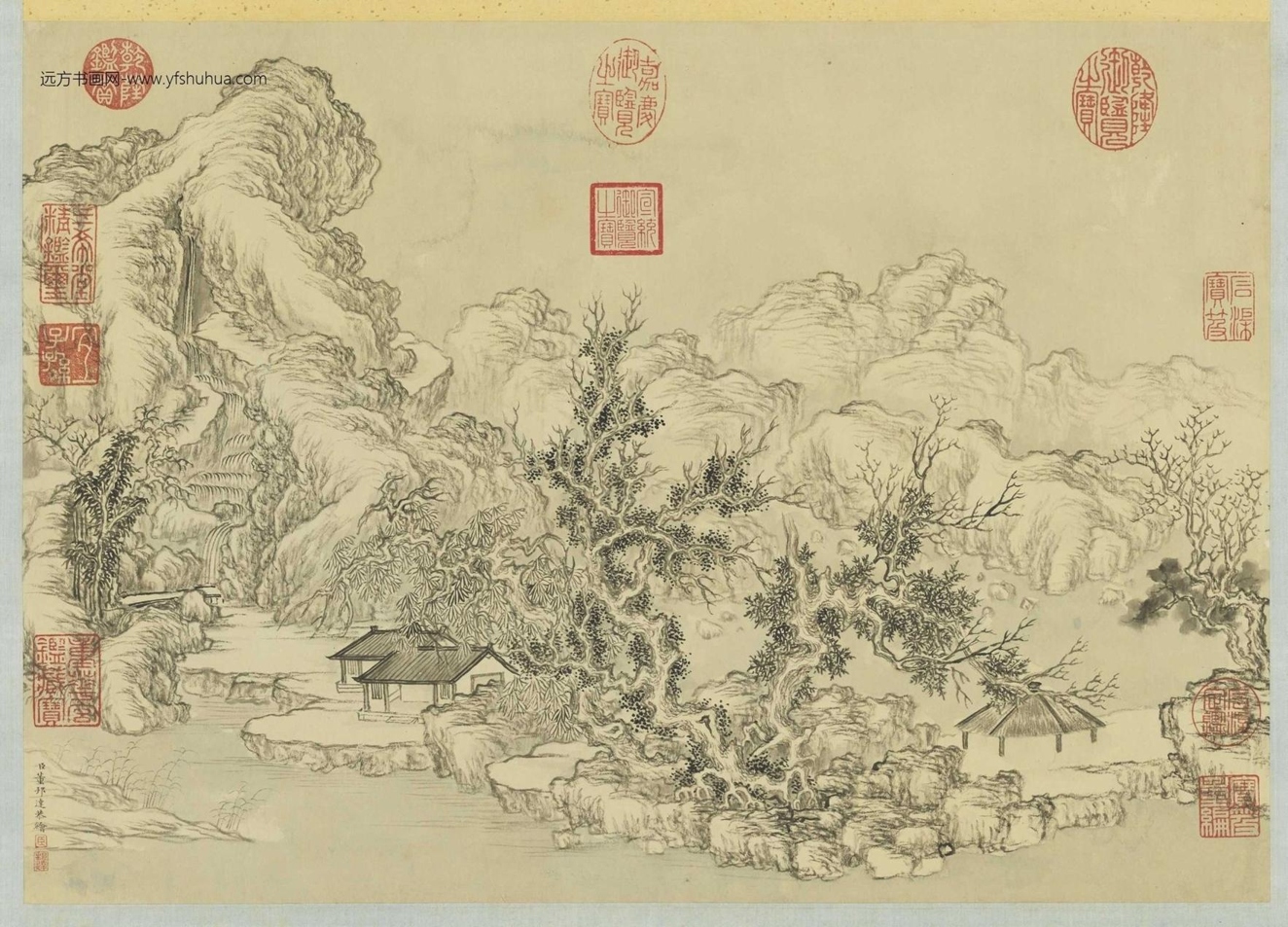 清_董邦达_寒岩重瀑图