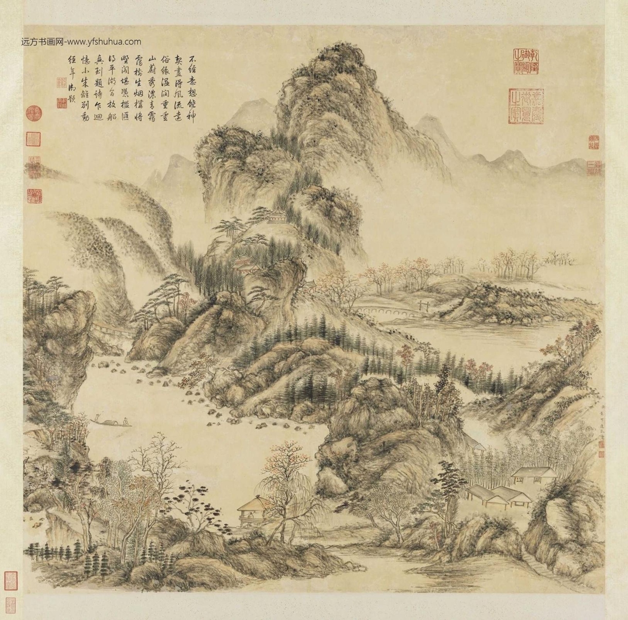 清_董邦达_山水高宗御题轴