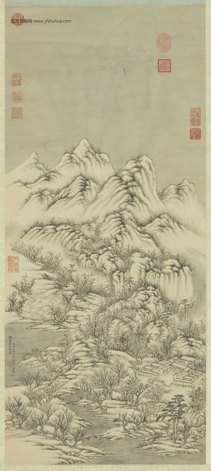 清_董邦达_御制夜雪诗意轴