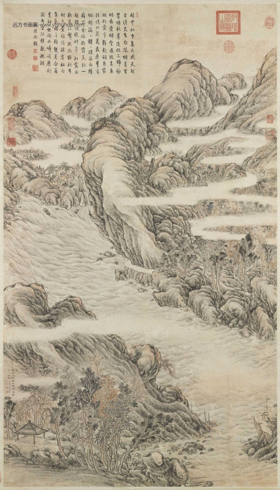 清_董邦达_杜甫诗意高宗御题轴