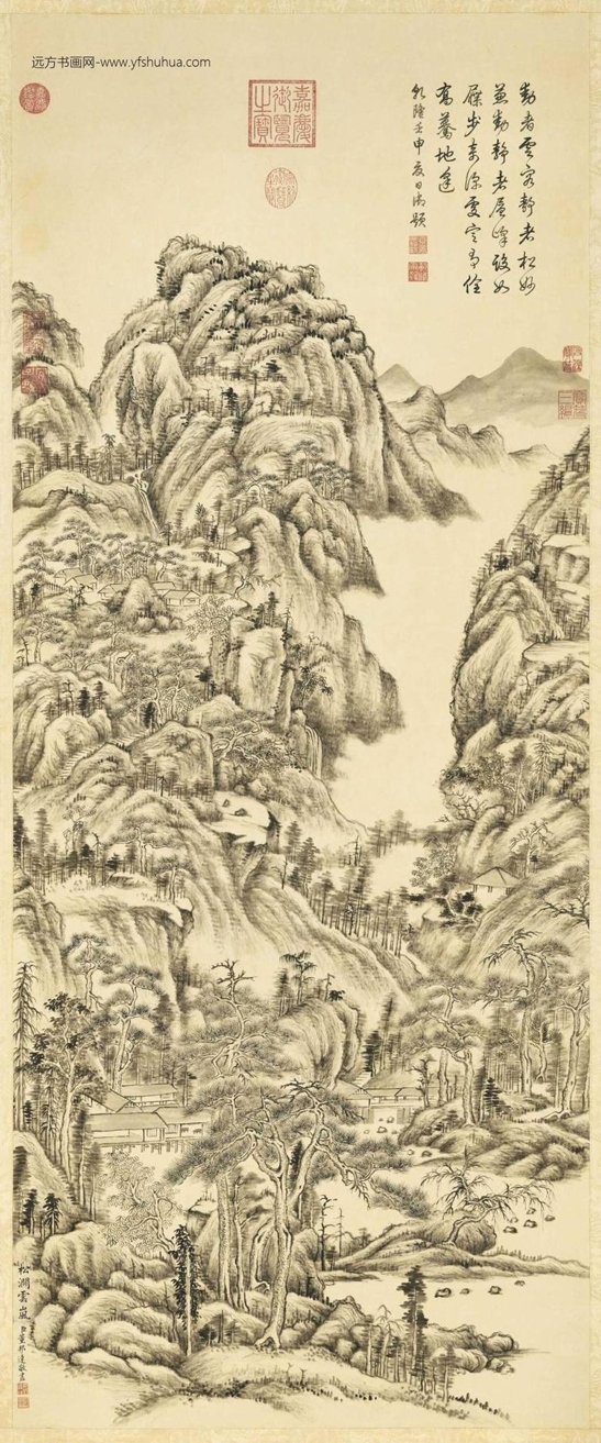 清_董邦达_松涧云岚轴