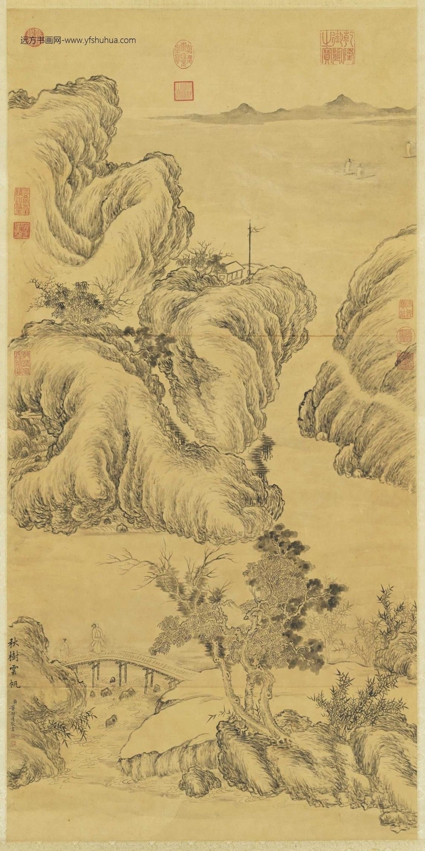 清_董邦达_清董邦达秋树云帆轴