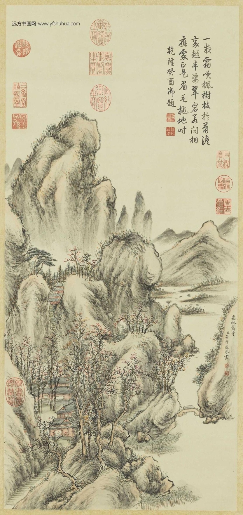 清_董邦达_清董邦达霜林萧寺图轴