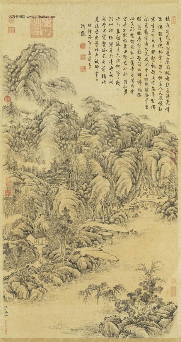 清_董邦达_秋山萧寺图
