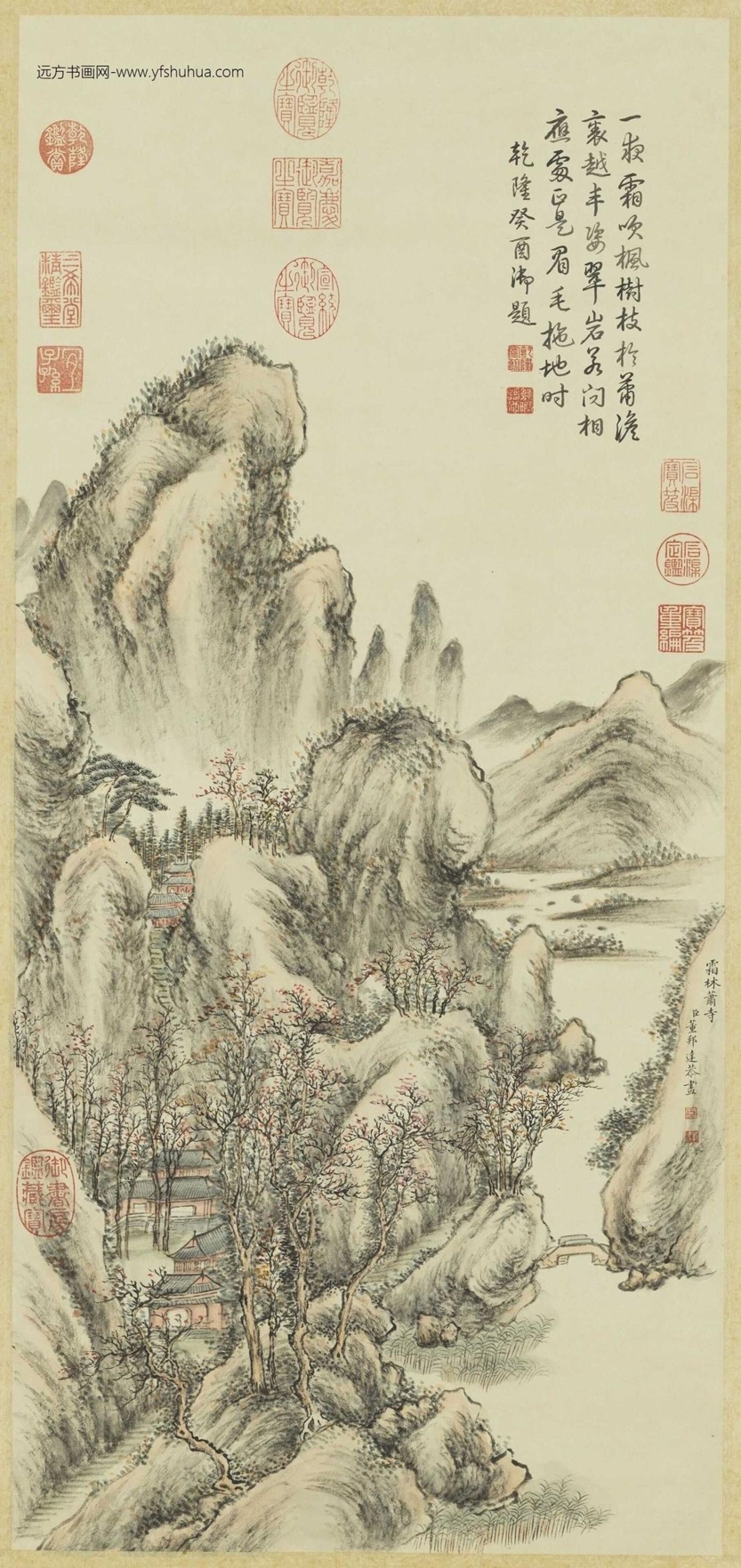 清_董邦达_霜林萧寺图