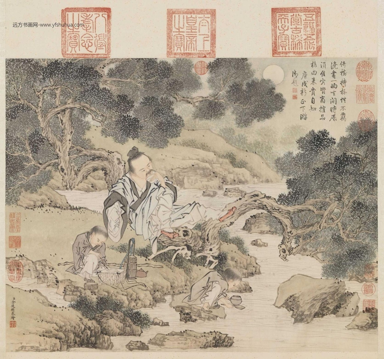 清_金廷标_品泉图轴