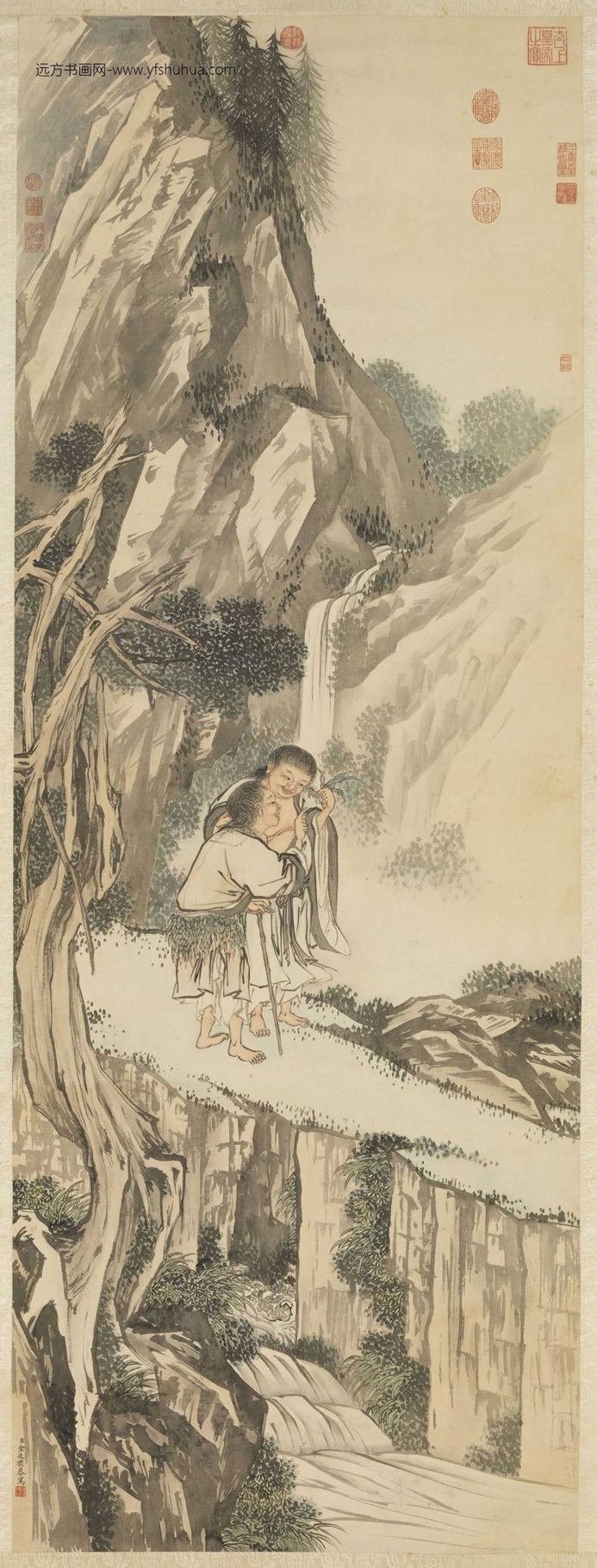 清_金廷标_寒山拾得图