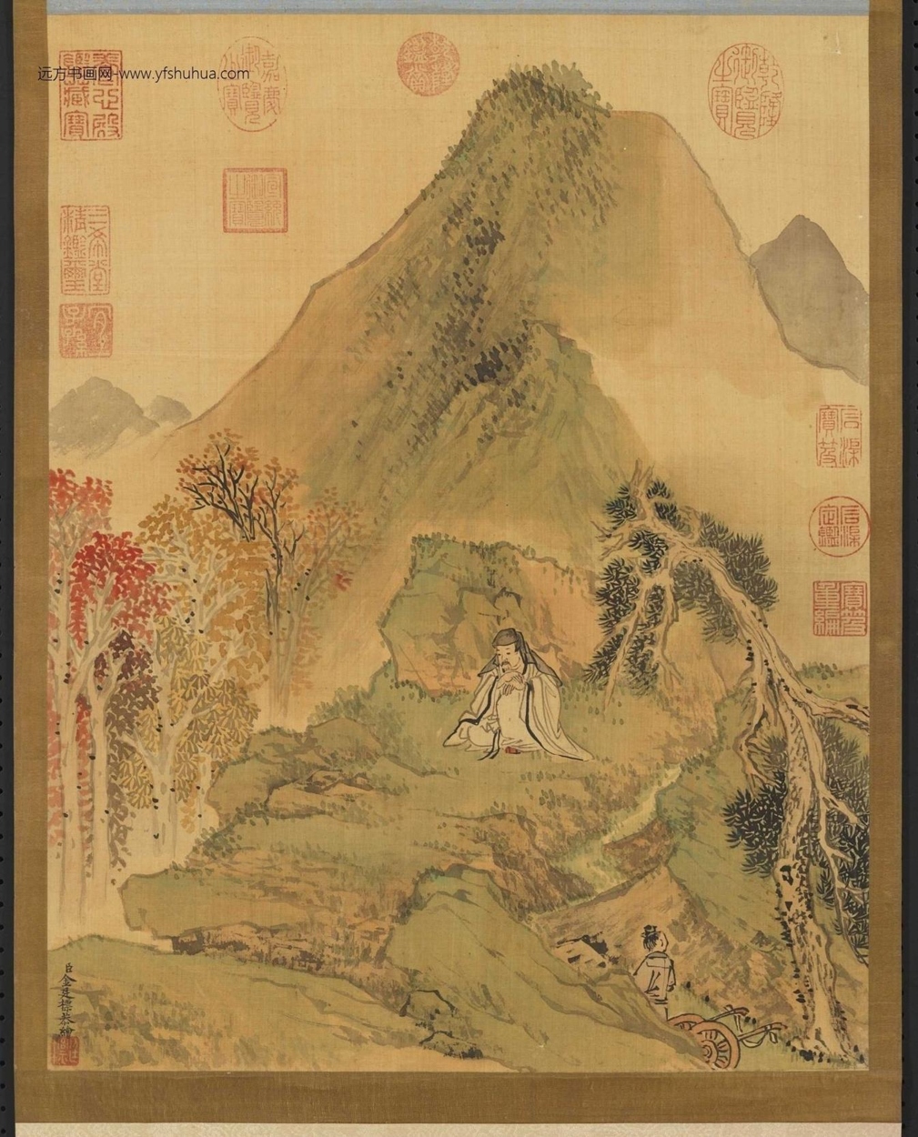 清_金廷标_枫林晚坐图