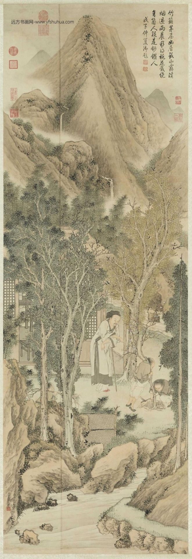 清_金廷标_移桃图轴