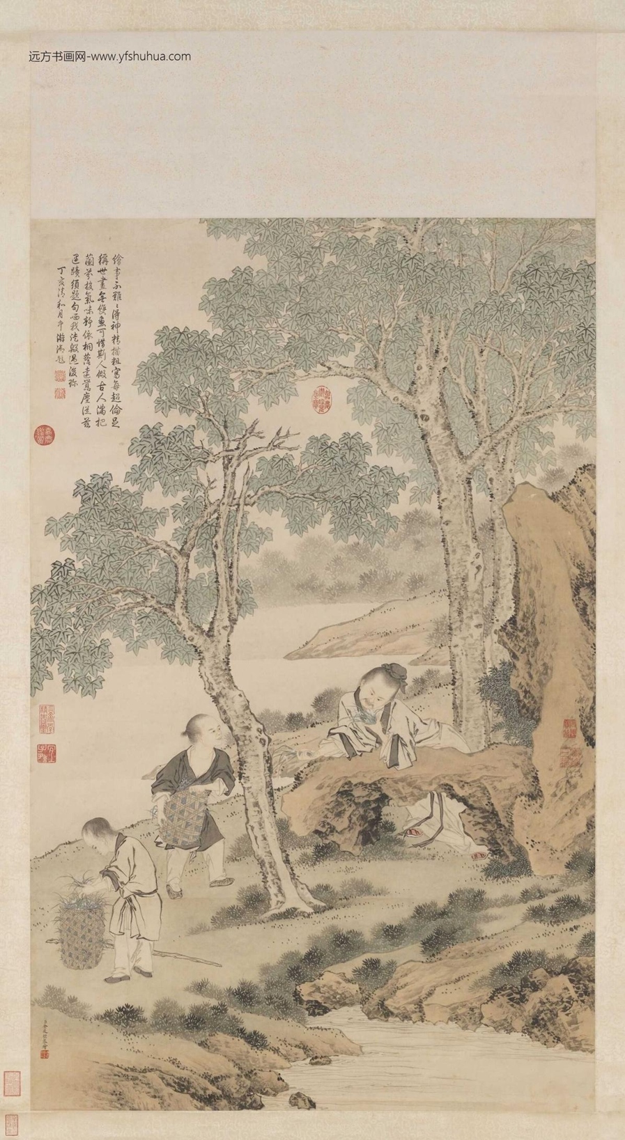 清_金廷标_采兰图高宗御题轴