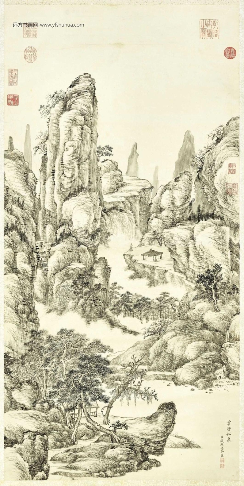 清_钱维城_云壑松泉图