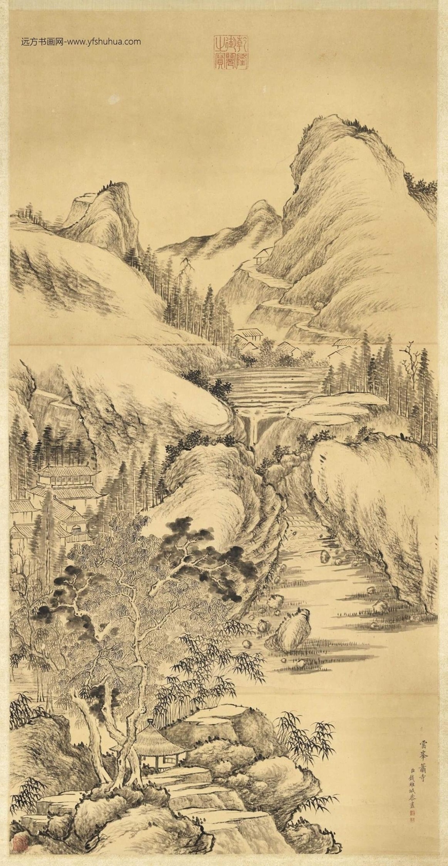 清_钱维城_云峰萧寺轴