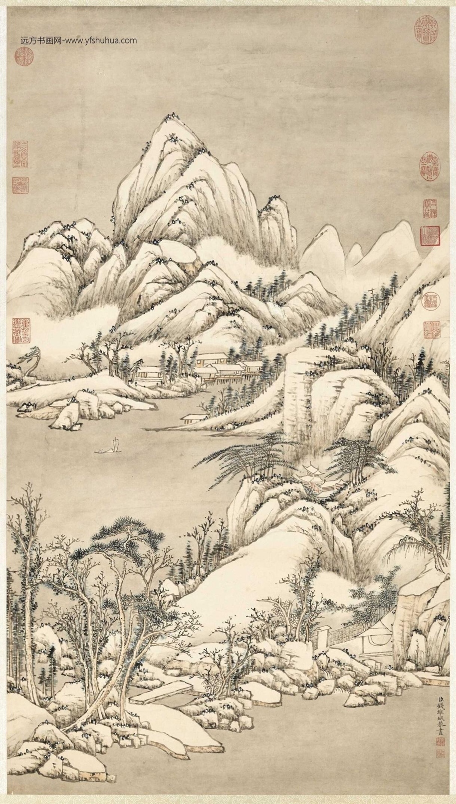 清_钱维城_雪浦归帆图