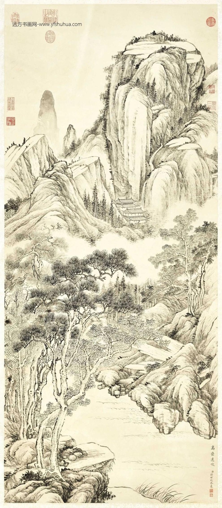 清_钱维城_高峦远吹图