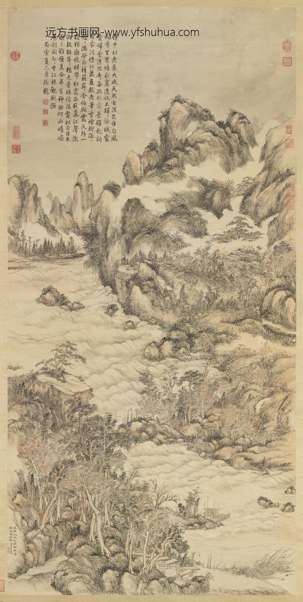 清董邦达画杜甫诗意轴 清董邦达画杜甫诗意轴