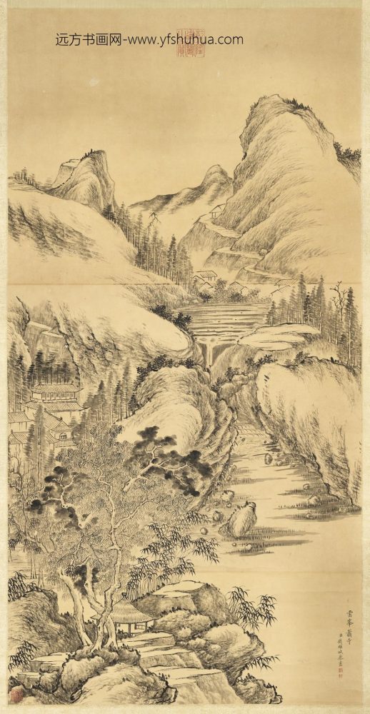 清钱维城画云峰萧寺轴 清钱维城画云峰萧寺轴