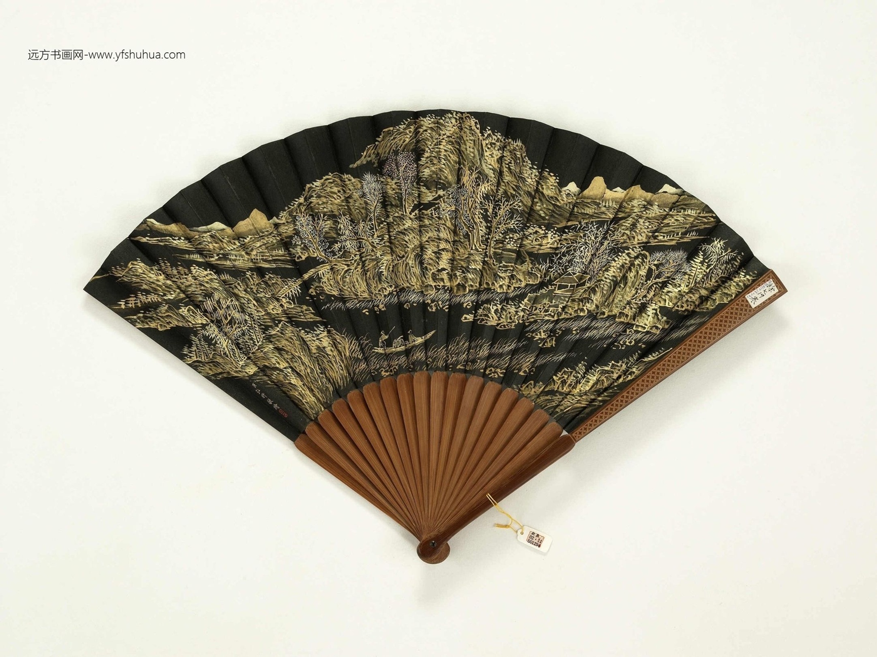 26282__清永琰书御制新正乐寿堂得句弘旿画山水人物.成扇.故扇00129400000__K2E001294N000000000PAA