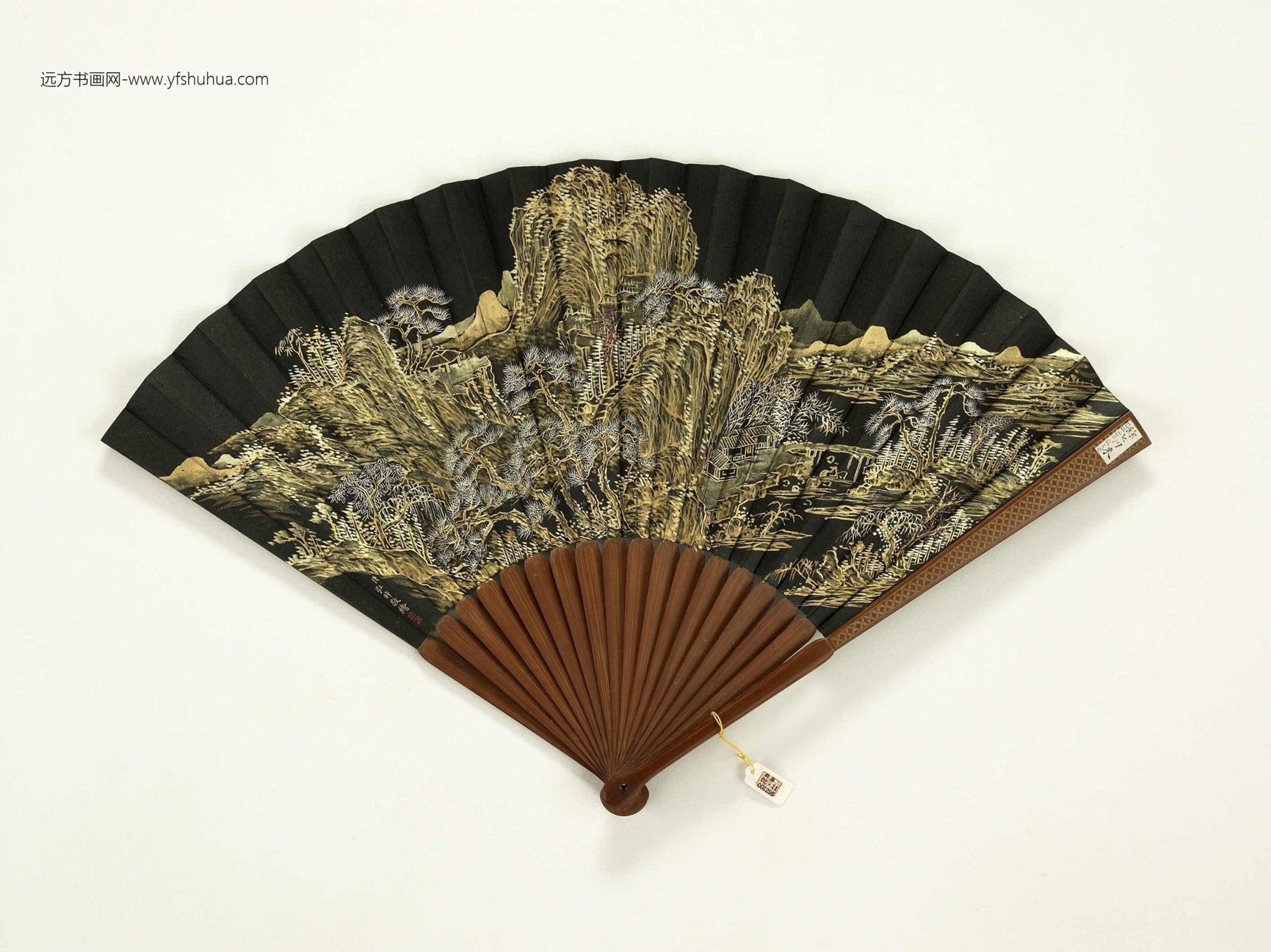 26286__清永琰书乾隆御制得闲室弘旿画山水.成扇.故扇00129500000__K2E001295N000000000PAA