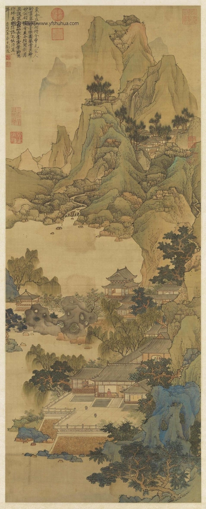 3437__明刘度画春山台榭.轴故画00065500000__K2A000655N000000000PAA