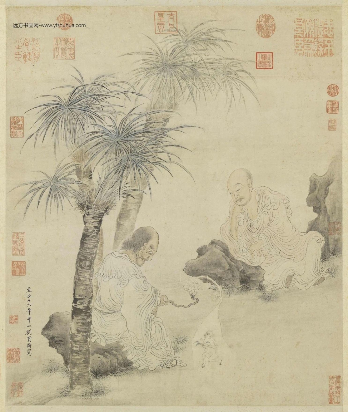 元_刘贯道_罗汉轴