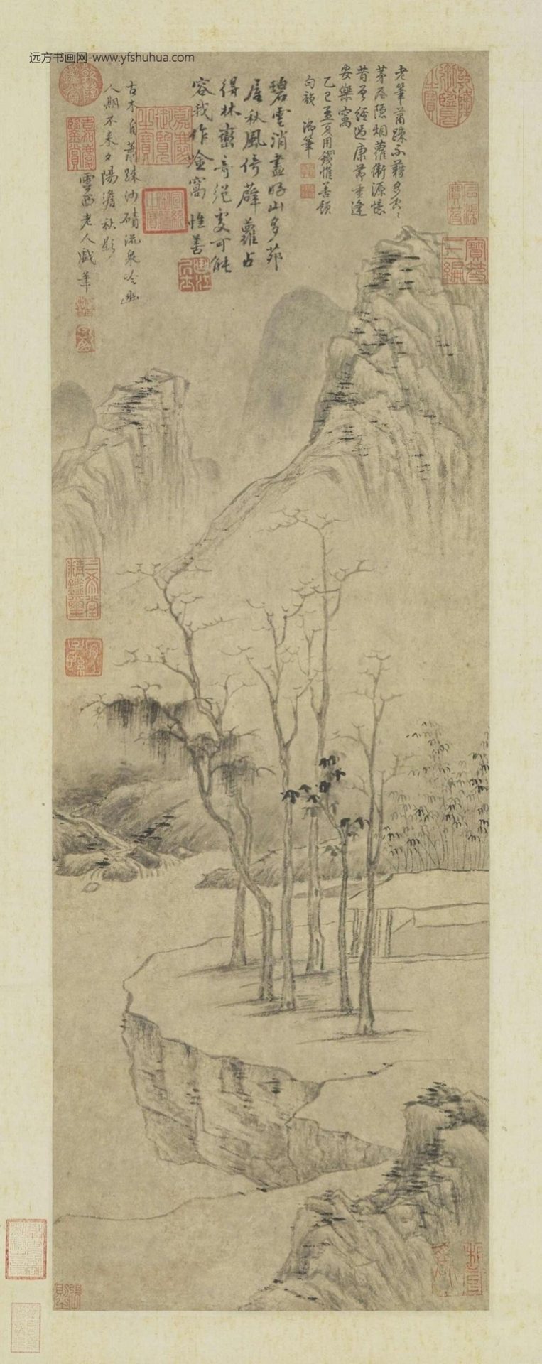 元_曹知白_山水图(古木流泉)