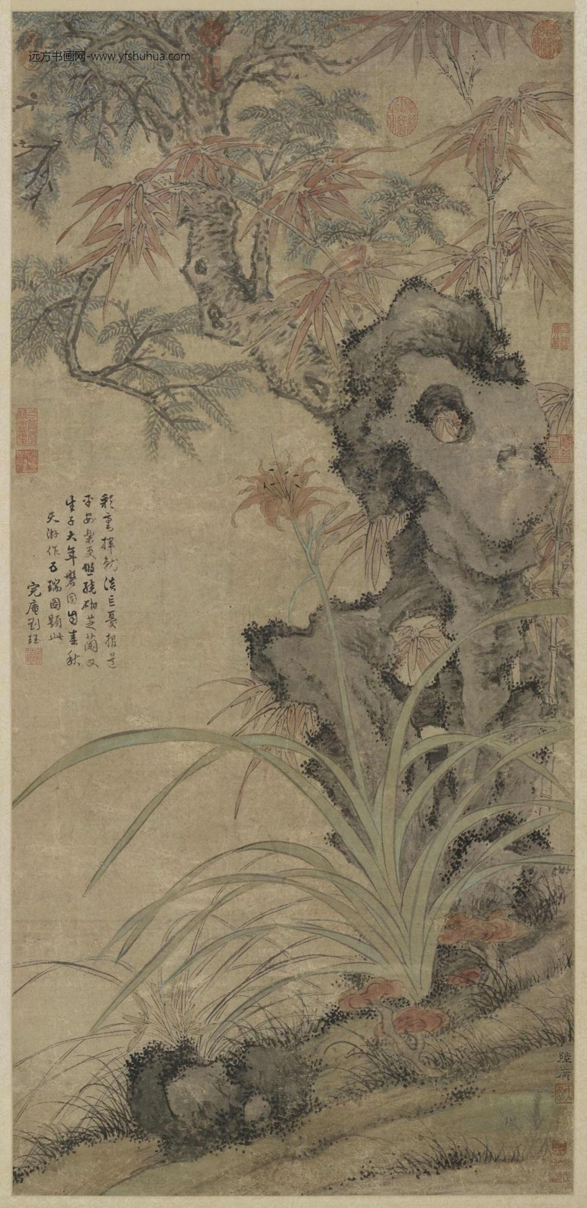 元_陆广_五瑞图
