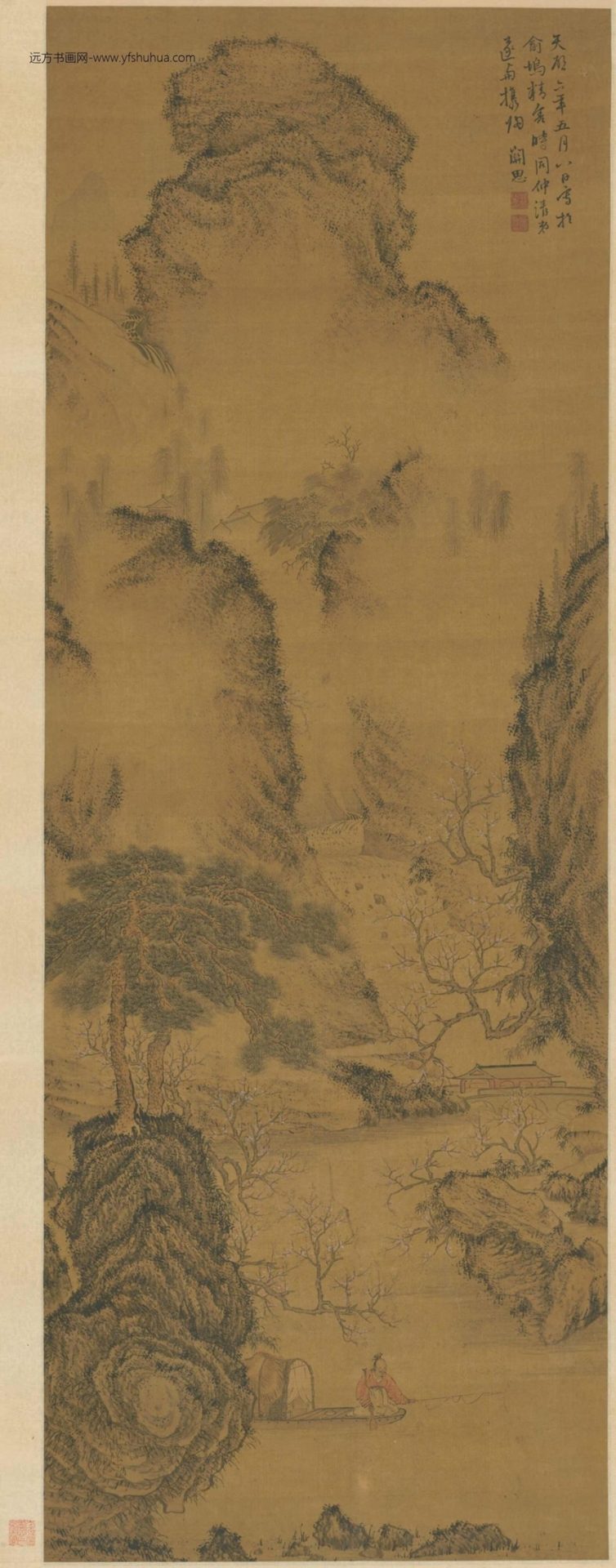 明-关思春溪钓艇图轴-新00010717