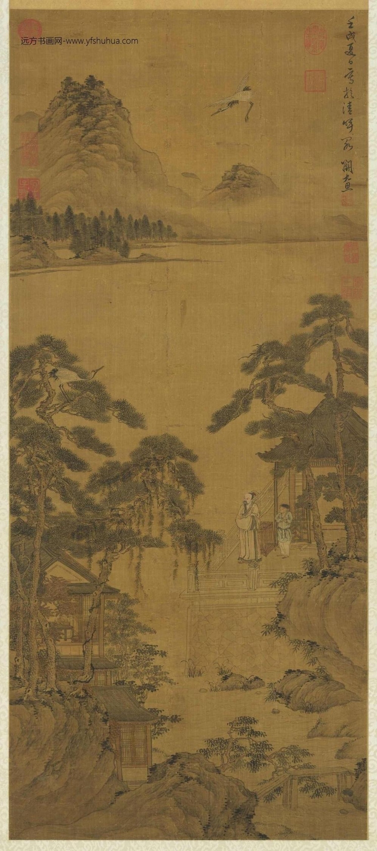 明_关思_放鹤图