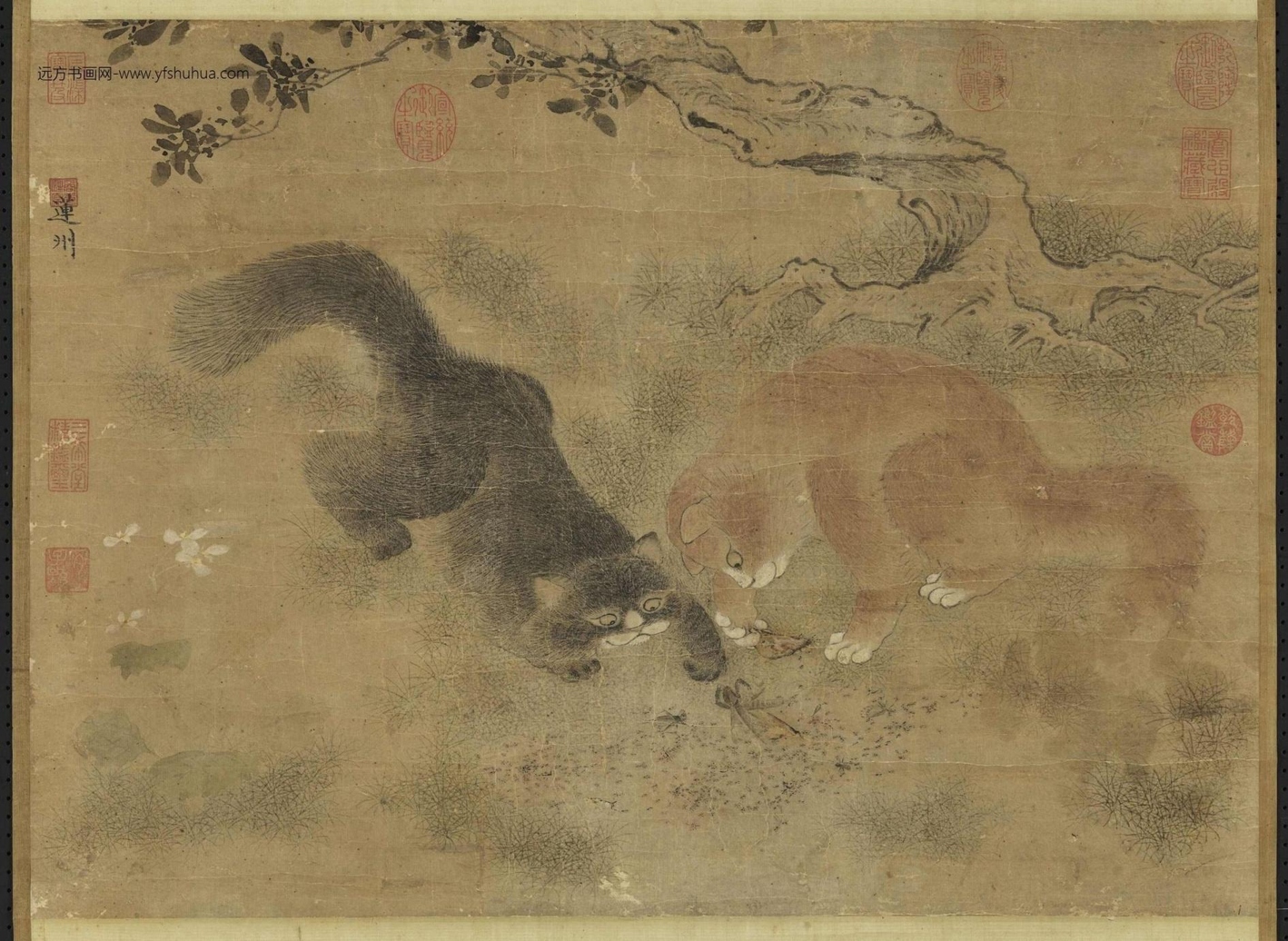 明_商喜_戏猫图轴