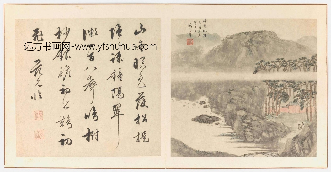 明_盛茂烨_烟寺晚钟图页（潇湘八景图册）