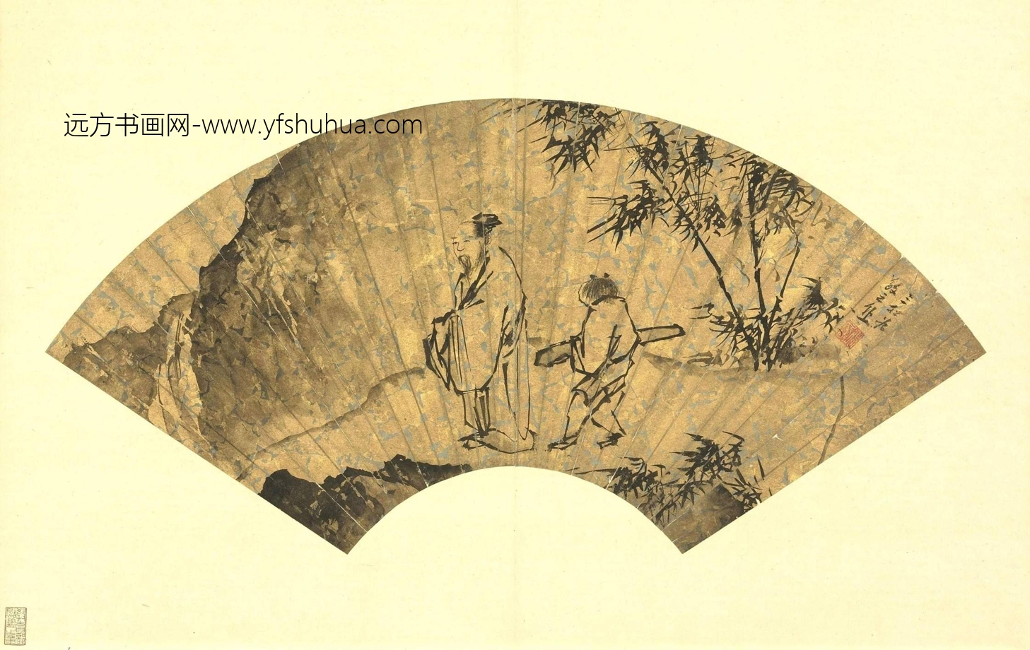 明_蒋嵩_竹下抱琴图