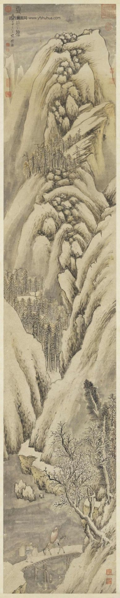 明_钱穀_雪山行旅图