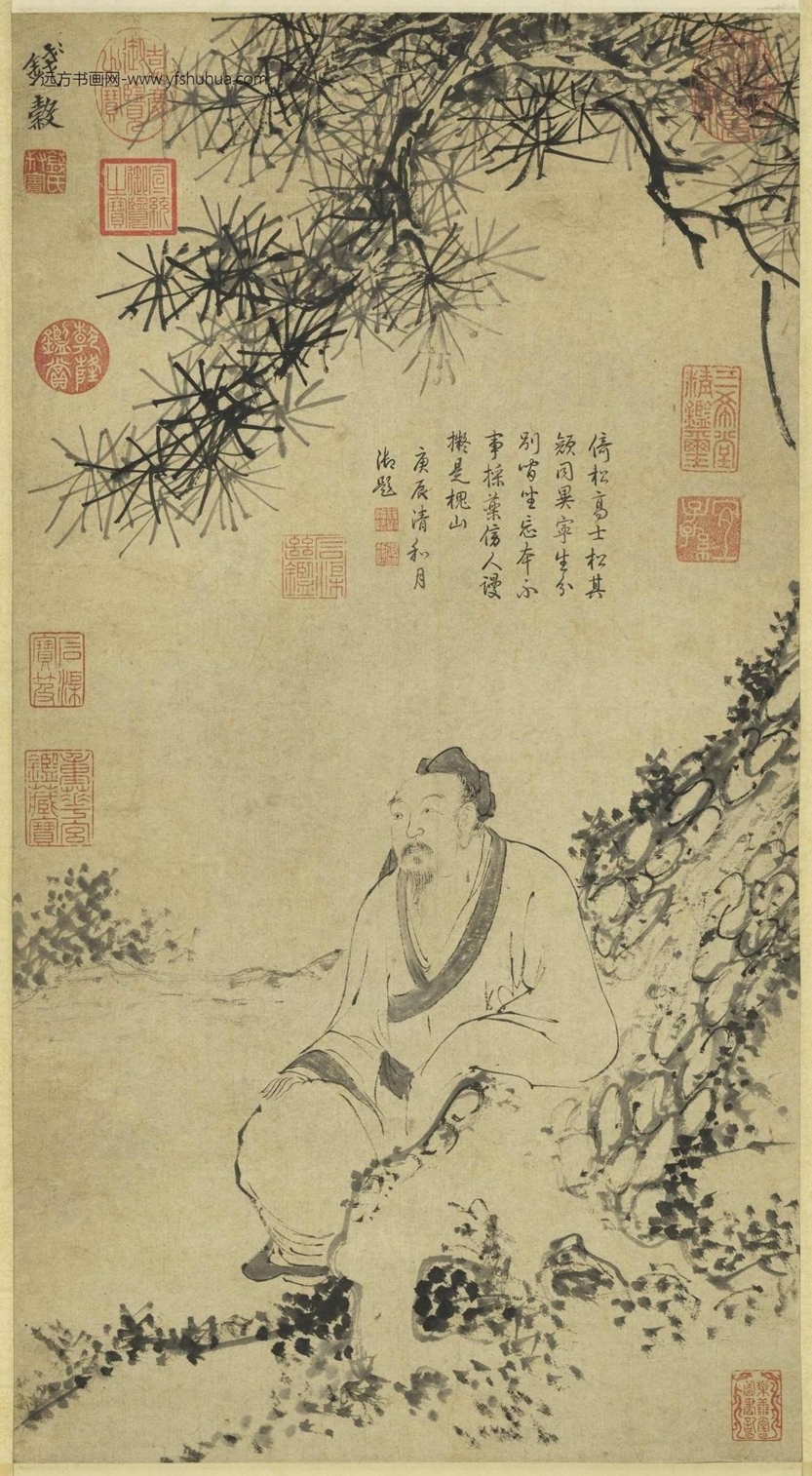 明_钱谷_松阴趺坐图
