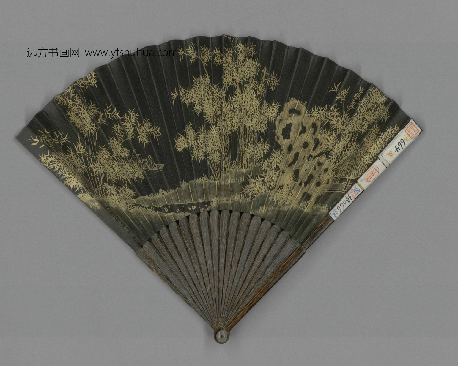 清-方琮画山水刘统勋书江山秋霁歌成扇-故00006952