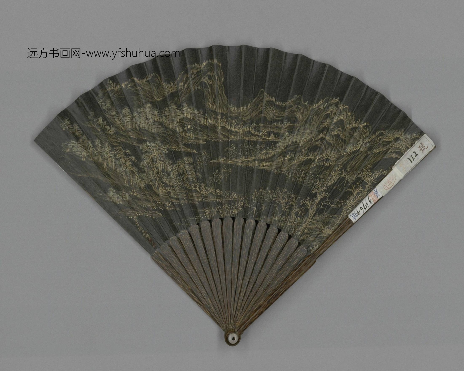 清-方琮画山水钱陈群书雪猎诗成扇-故00006972