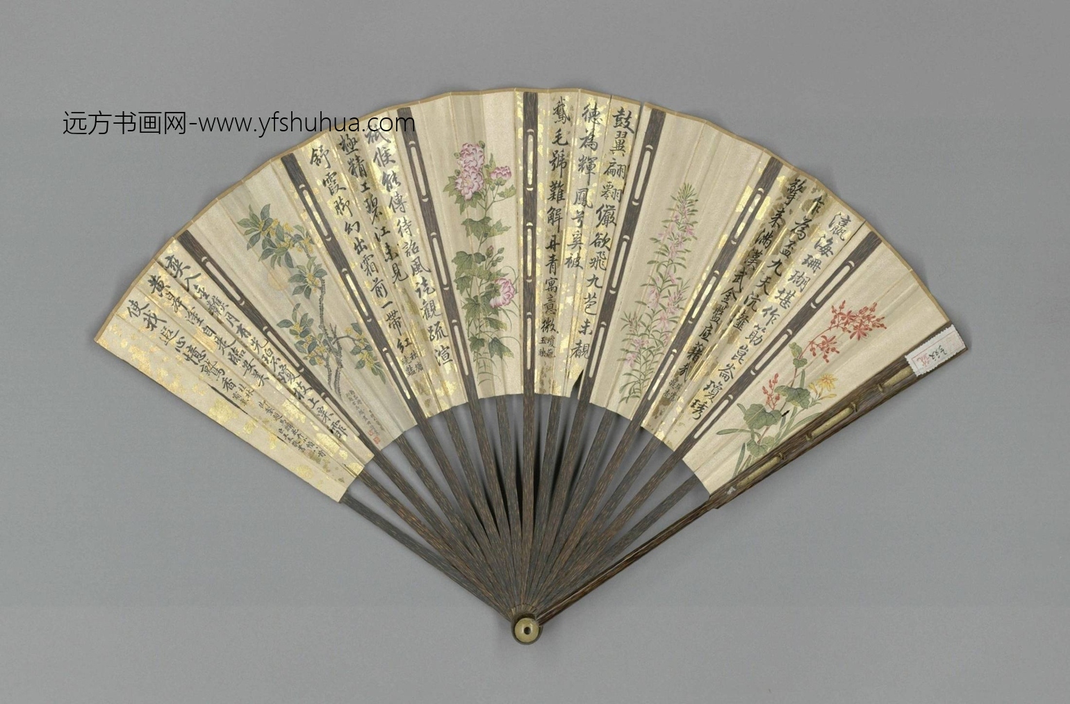 清-杨大章画花卉王杰书诗集锦成扇-故00007539