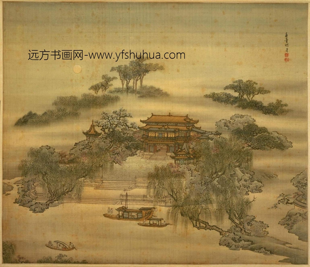 清-袁耀山水屏-春台明月-新00146643-4-4 清-袁耀山水屏-春台明月-新00146643-4-4