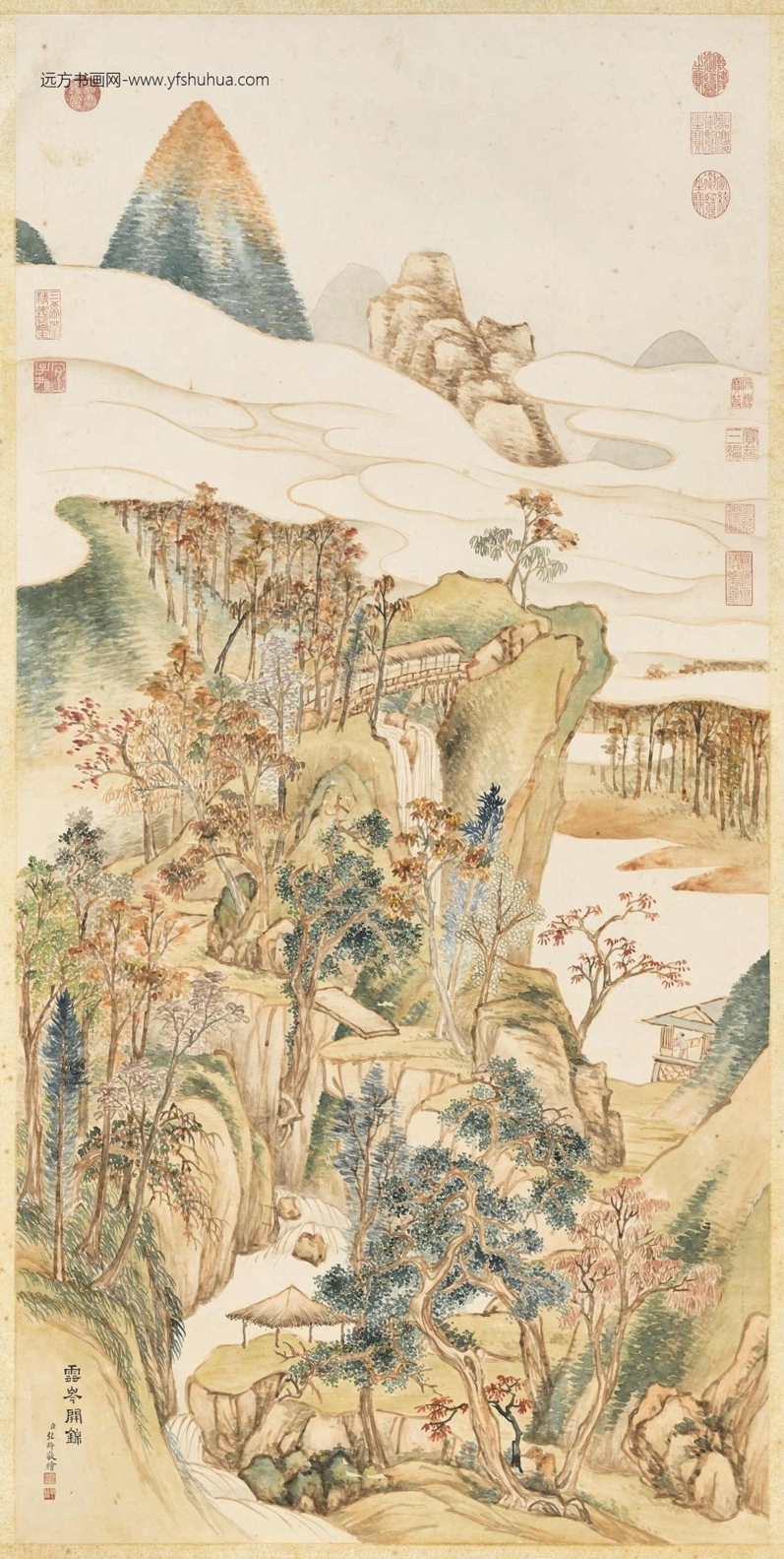 清_弘旿_云岑开锦图