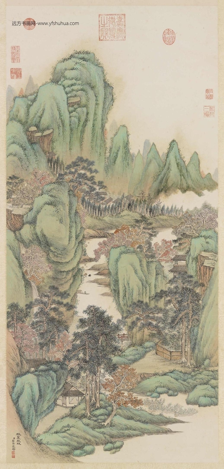 清_弘旿_林麓秋晴图