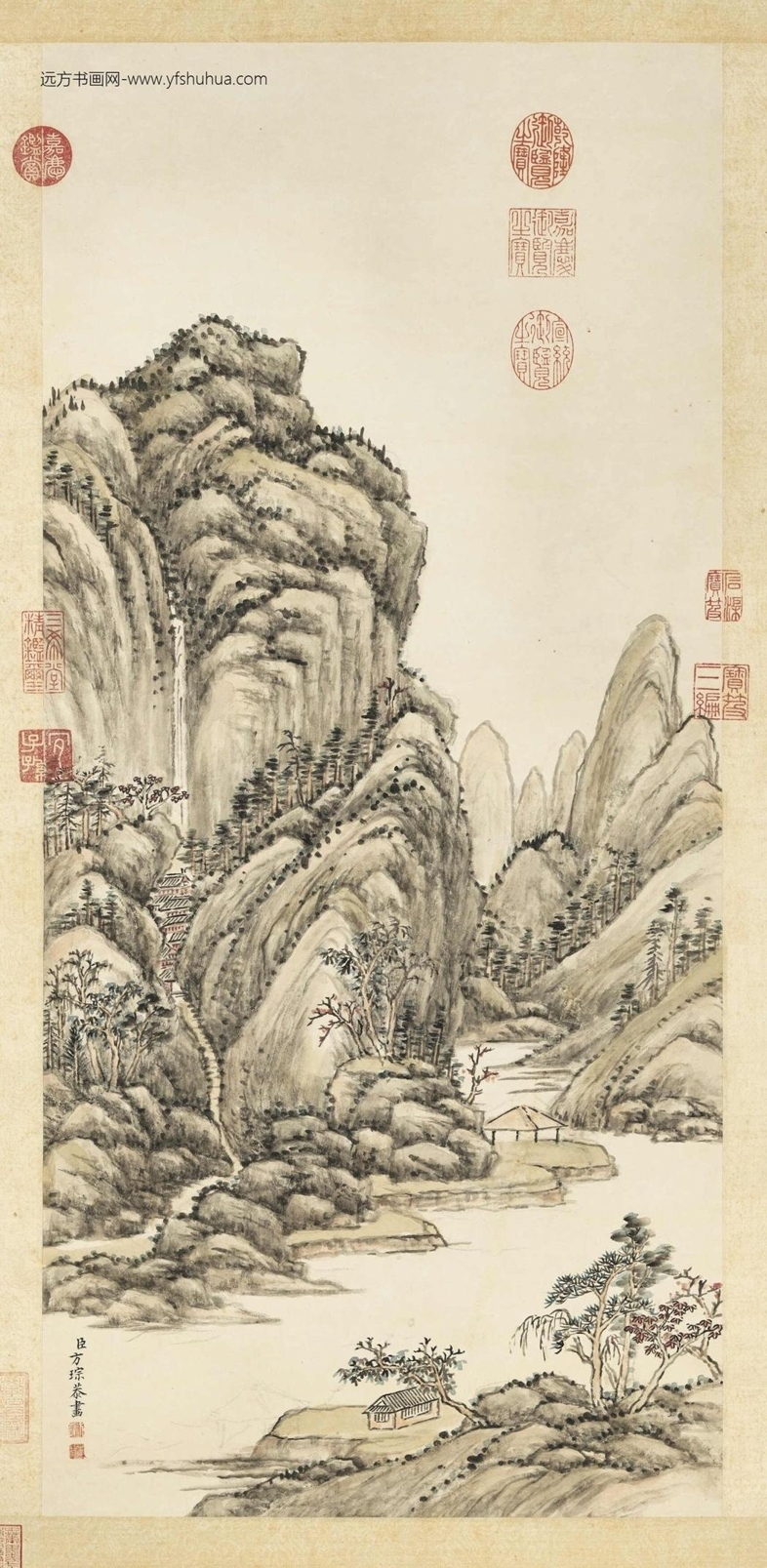 清_方琮_秋山红叶图