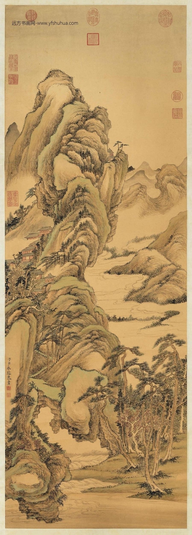 清_永瑢_山村秋树图