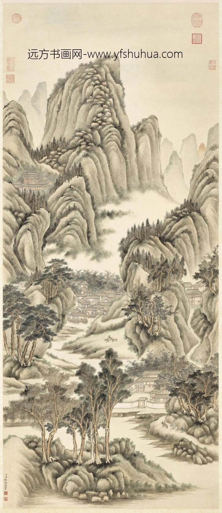 清_永瑢_春山游骑图