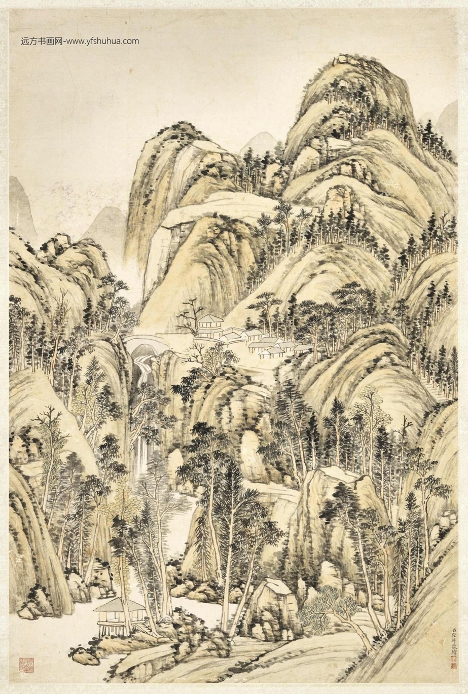 清_爱新觉罗弘旿_弘旿幽壑鸣泉图