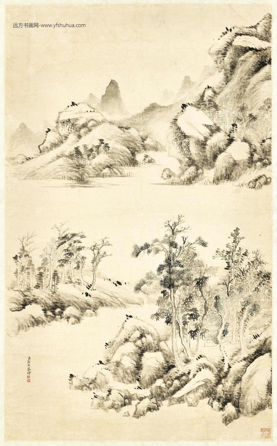 清_爱新觉罗弘旿_弘旿溪林逸图