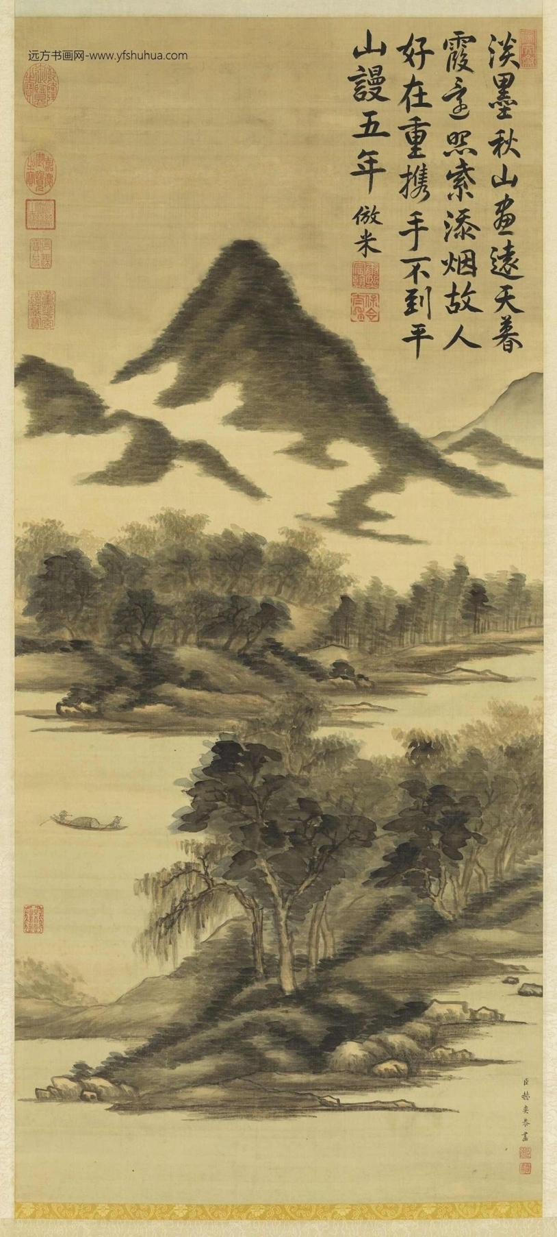 清_赫奕_烟江渔艇轴
