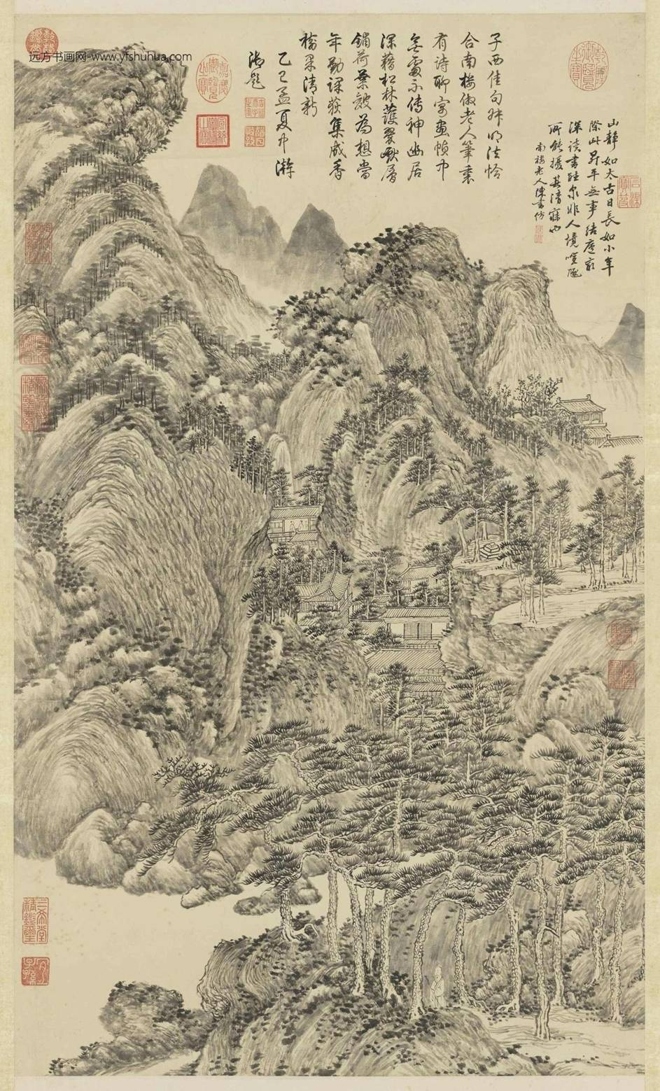 清_陈书_山静日长图轴