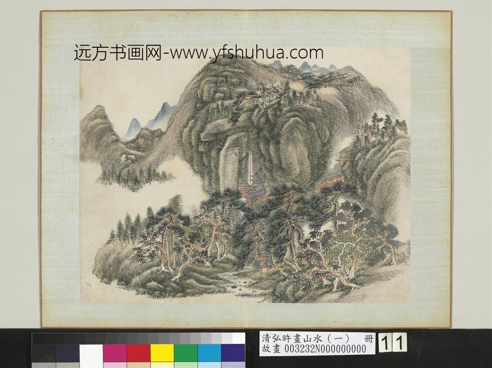 清弘旿画山水（一）册_阁道飞泉